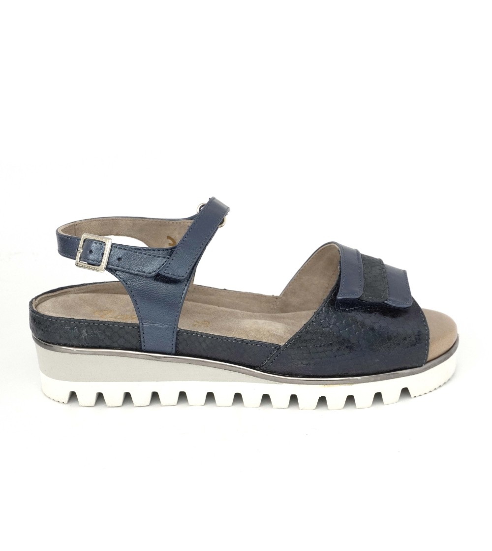 F.lli Tomasi Sandalo Plantare Estraibile Velcro Pelle Bluette