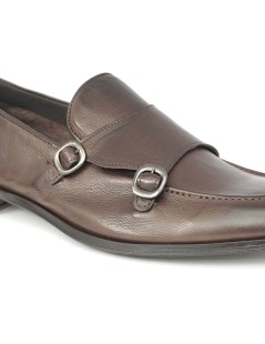 Franco Fedele Mocassino Monk Artigianale 2 Fibbie Nappa Moro