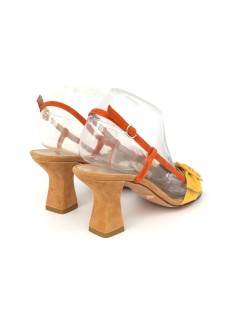 Emanuela Passeri Sandalo Tacco Clessidra Camoscio Giallo Corallo