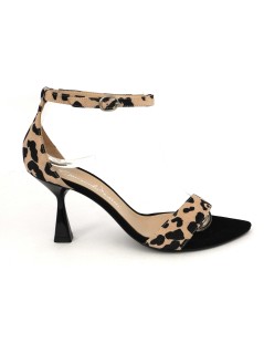 Emanuela Passeri Sandalo Goccia Chiuso Braccialetto Animalier Nero Beige