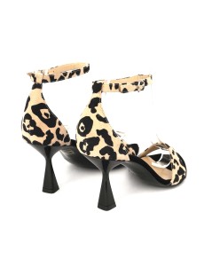 Emanuela Passeri Sandalo Goccia Chiuso Braccialetto Animalier Nero Beige