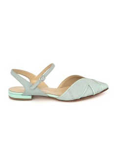 Emanuela Passeri Slingback Tacco Basso Tessuto Glitter Tiffany