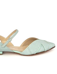 Emanuela Passeri Slingback Tacco Basso Tessuto Glitter Tiffany