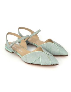 Emanuela Passeri Slingback Tacco Basso Tessuto Glitter Tiffany