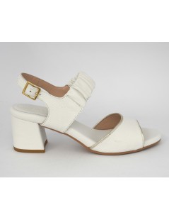 CINZIA Valle Sandalo Tacco Medio 2 Fasce Elastico Bianco