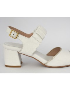 CINZIA Valle Sandalo Tacco Medio 2 Fasce Elastico Bianco