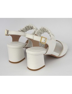 CINZIA Valle Sandalo Tacco Medio 2 Fasce Elastico Bianco