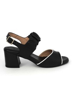CINZIA Valle Sandalo Tacco Medio 2 Fasce Elastico Nero