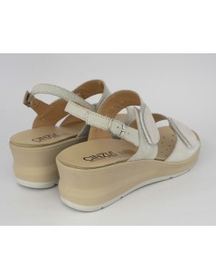 Cinzia Soft Sandalo Zeppa Classic Plantare 2 Velcro Argento Bianco