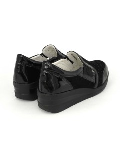 Cinzia Soft Mocassino Slipon Strass Traforato con Elastico Nero