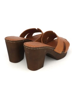 Cinzia Soft Ciabatta Zeppa Tacco Legno Monofascia Miele