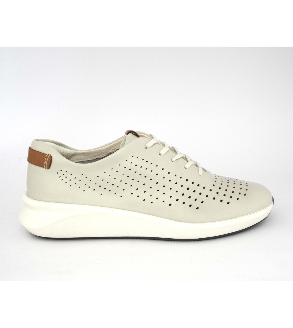 Clarks Sneakers Donna Pelle Traforata Plantare Cloud Bianco