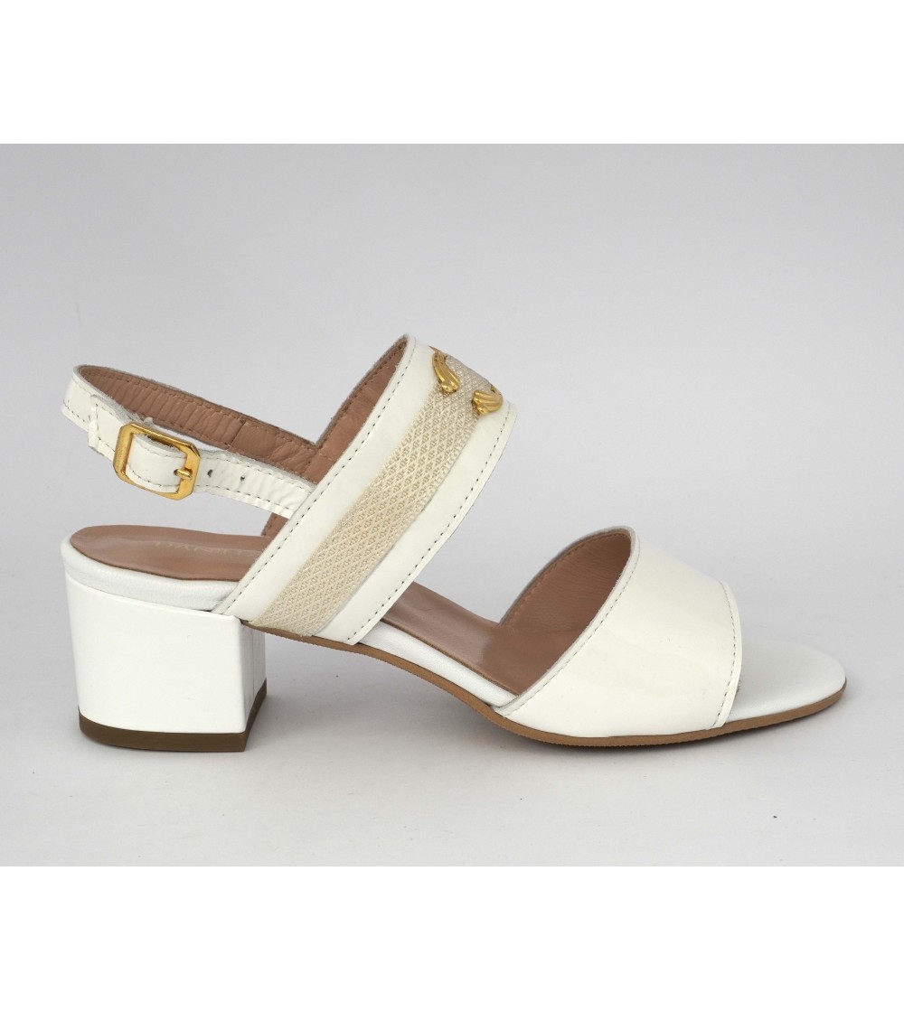 Daniela Rossi Sandalo Classic Tacco Medio Vernice Bianco