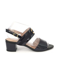 Daniela Rossi Sandalo Classic Tacco Medio Vernice Blu Notte