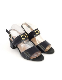 Daniela Rossi Sandalo Classic Tacco Medio Vernice Blu Notte