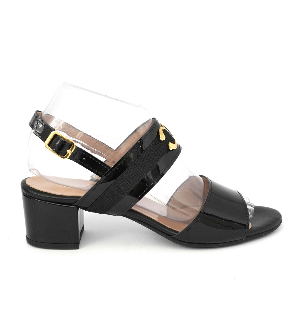 Daniela Rossi Sandalo Classic Tacco Medio Vernice Nero