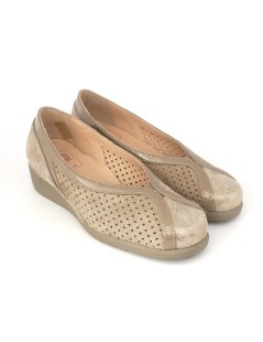Confort Decollette Classic Zeppa Camoscio Traforato Champagne