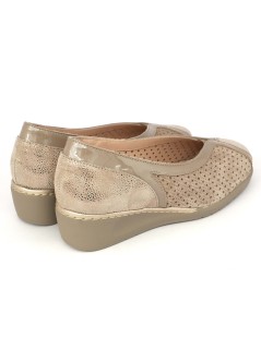 Confort Decollette Classic Zeppa Camoscio Traforato Champagne