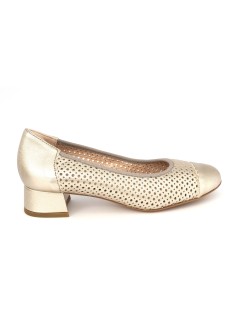 Confort Decollette Classic Traforata Pelle Laminata Champagne