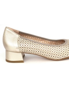 Confort Decollette Classic Traforata Pelle Laminata Champagne