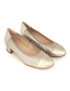 Confort Decollette Classic Traforata Pelle Laminata Champagne
