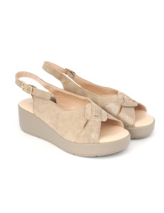 Confort Sandalo Classico Zeppa Camoscio Brill Champagne