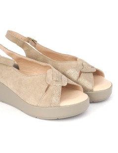 Confort Sandalo Classico Zeppa Camoscio Brill Champagne