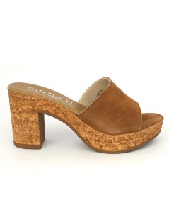 Cinzia Soft Ciabatta Zeppa Tacco Tipo Sughero Camoscio Cuoio