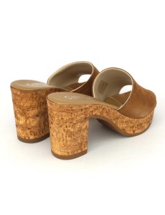 Cinzia Soft Ciabatta Zeppa Tacco Tipo Sughero Camoscio Cuoio