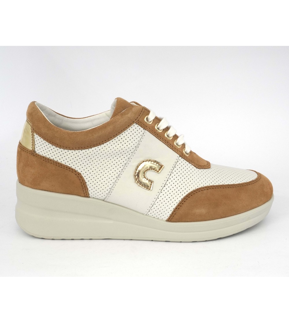 Cinzia Soft Sneakers Agile Traforata camoscio Bianco Biscotto
