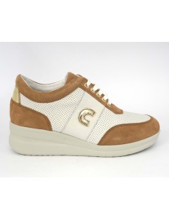Cinzia Soft Sneakers Agile Traforata camoscio Bianco Biscotto