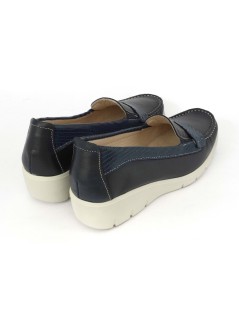 Cinzia Soft Mocassino Zeppa Media Morsetto Pelle Tejus Blu