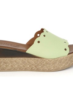 Cinzia Soft Ciabatta Zeppa Media Monofascia Pelle Verde