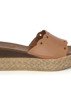 Cinzia Soft Ciabatta Zeppa Media Monofascia Pelle Biscotto