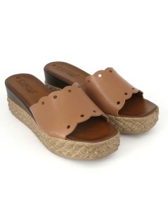 Cinzia Soft Ciabatta Zeppa Media Monofascia Pelle Biscotto