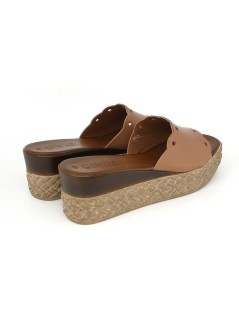 Cinzia Soft Ciabatta Zeppa Media Monofascia Pelle Biscotto