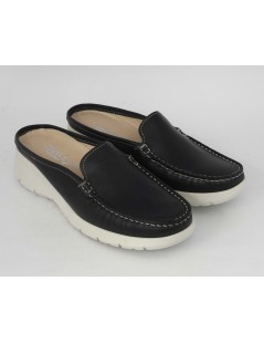 Cinzia Soft Sabot Zeppa Media Comfort Pelle  Blu