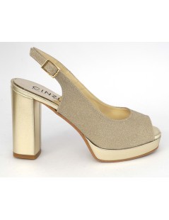 Cinzia Soft Sandalo Cerimonia Alto Plateau Glitter Oro