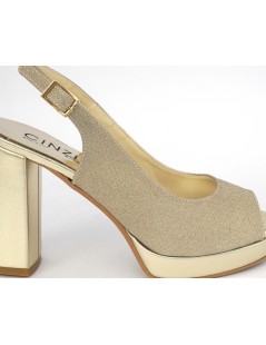 Cinzia Soft Sandalo Cerimonia Alto Plateau Glitter Oro