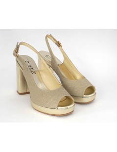 Cinzia Soft Sandalo Cerimonia Alto Plateau Glitter Oro