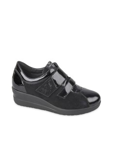 Valleverde Sneakers Fondo Agile 2 Velcro Vernice Camoscio Nero