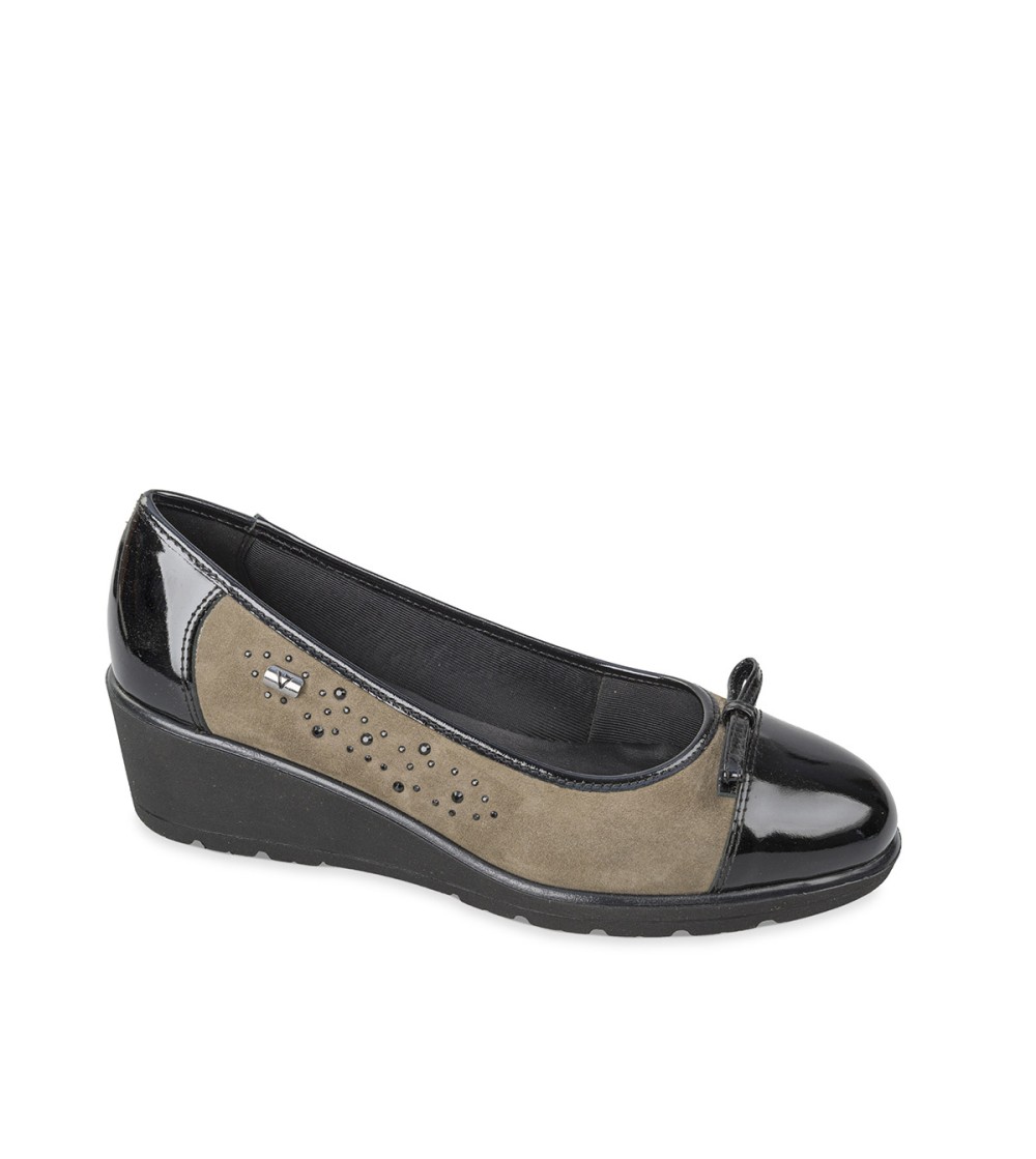 Valleverde Decollette Ballerina Zeppa Camoscio Vernice Visone