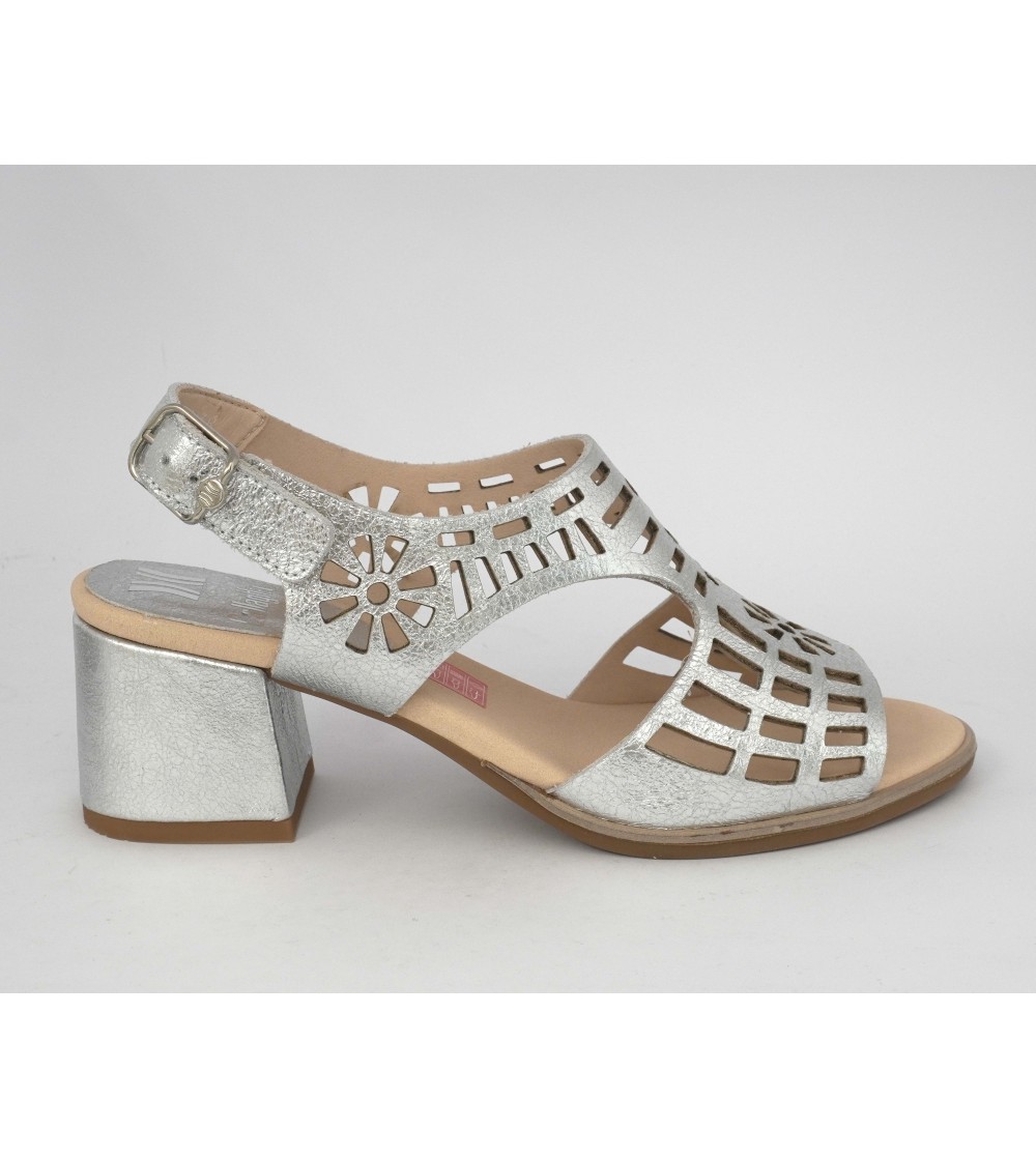 Callaghan Kibow Sandalo Tacco Medio Laserato Argento