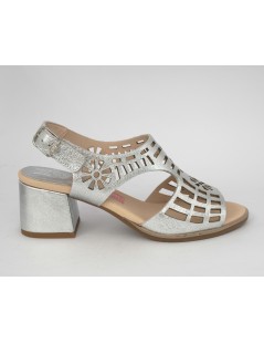 Callaghan Kibow Sandalo Tacco Medio Laserato Argento