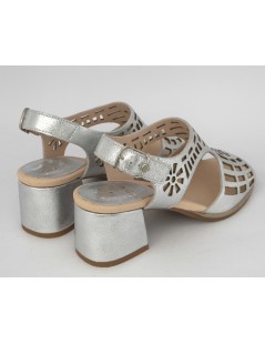 Callaghan Kibow Sandalo Tacco Medio Laserato Argento