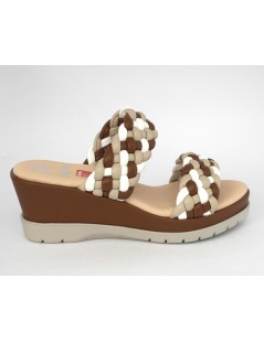 Callaghan Sandali Ciabatta Zeppa 2 Fasce Intreccio Cuoio Multi