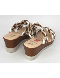 Callaghan Sandali Ciabatta Zeppa 2 Fasce Intreccio Cuoio Multi