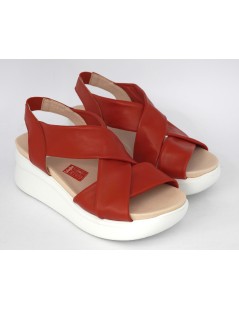 Callaghan Zeppa Fasce Incrociate Larghe Nappa Rosso