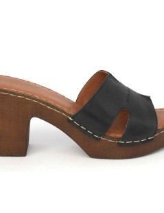 Cinzia Soft Ciabatta Zeppa Tacco Legno Monofascia Nero