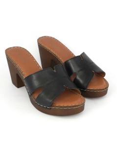 Cinzia Soft Ciabatta Zeppa Tacco Legno Monofascia Nero